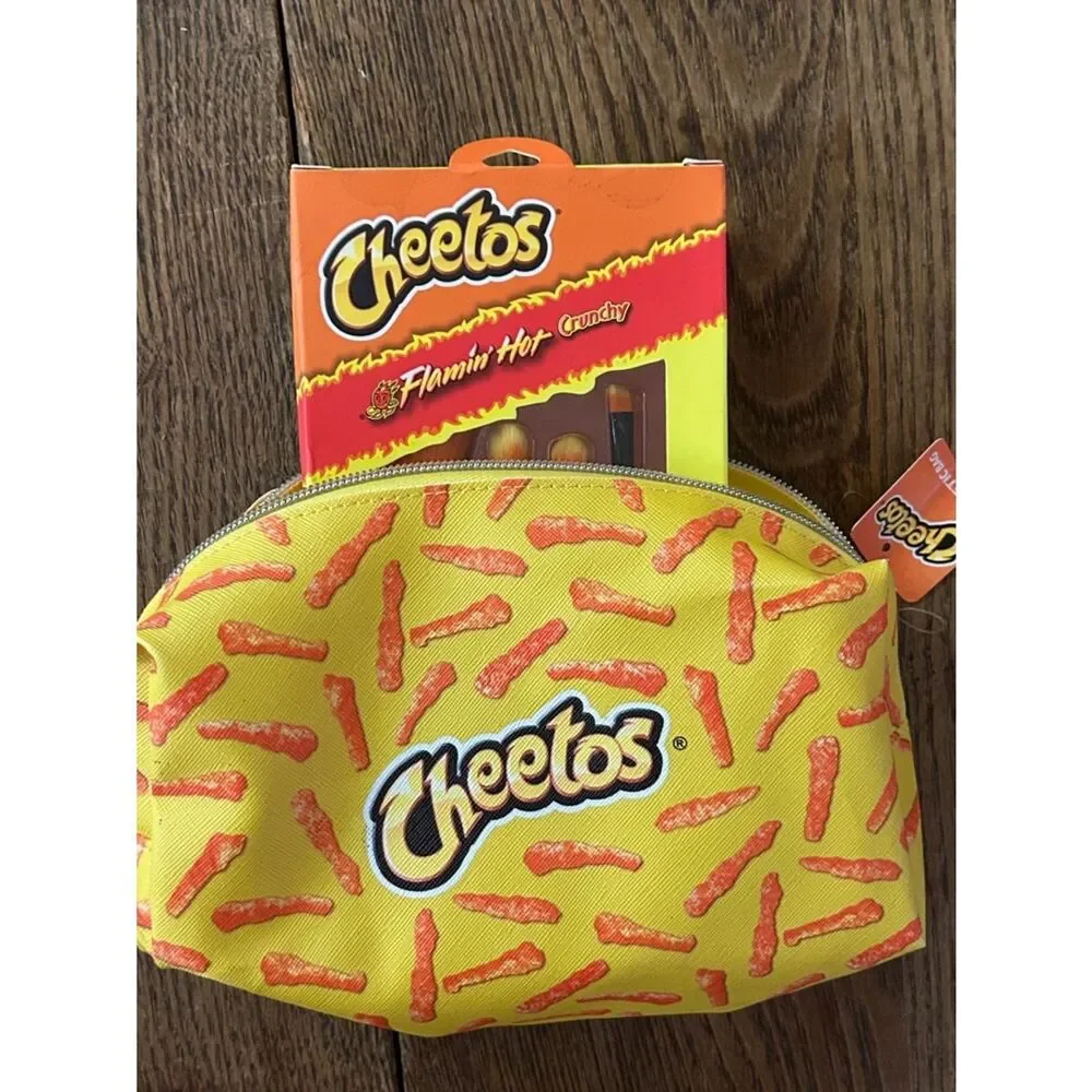 Flamin' Hot Cosmetic Brush Set -Cosmetics Bag ain’t easy being cheesy 🧀